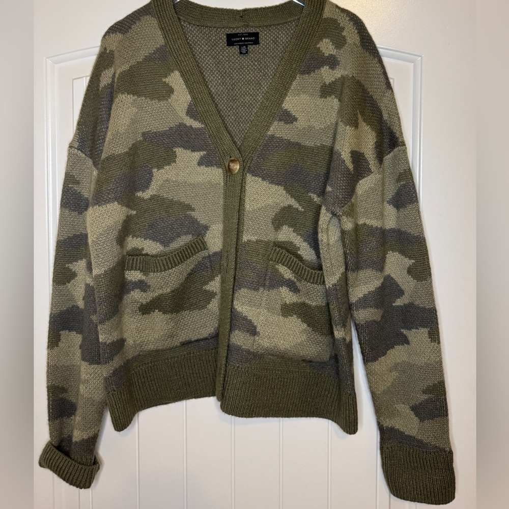 Lucky Brand Camo Cardigan - Size Large